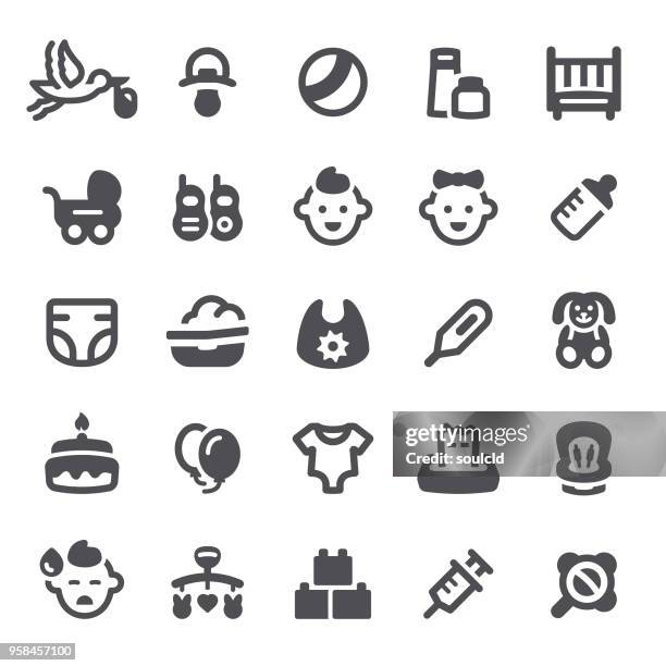 baby icons - baby bath stock illustrations