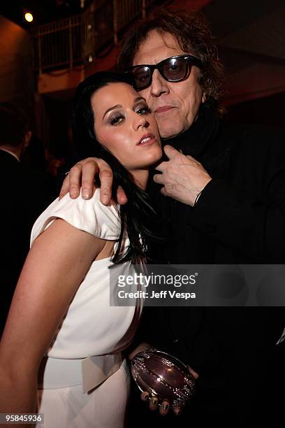 Singer Katy Perry and photographer Mick Rock attend The Art of Elysium's 3rd Annual Black Tie Charity Gala "Heaven" on January 16, 2010 in Los...