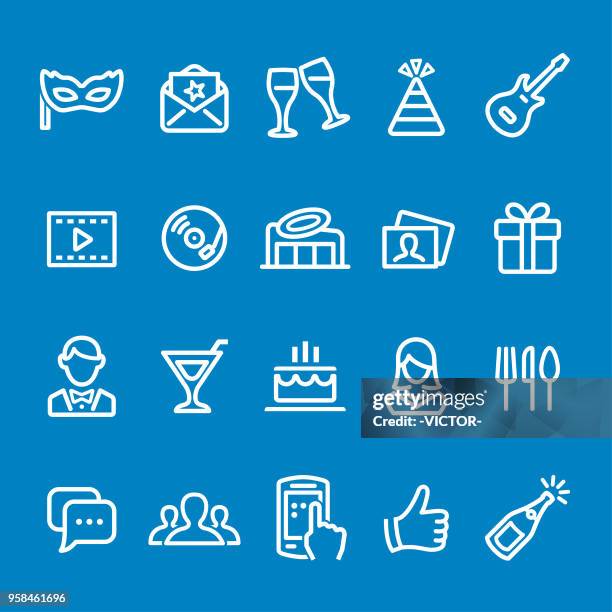 party icons - vector smart line series - actress stock illustrations