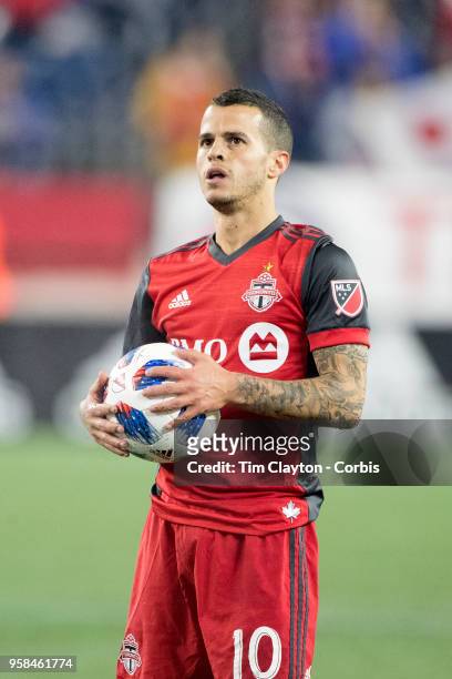 May 12: Sebastian Giovinco of Toronto FC prepares to take a free kick during the New England Revolution Vs Toronto FC regular season MLS game at...