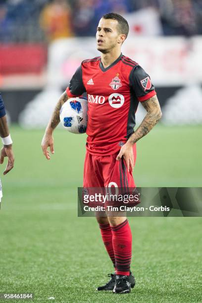May 12: Sebastian Giovinco of Toronto FC prepares to take a free kick during the New England Revolution Vs Toronto FC regular season MLS game at...