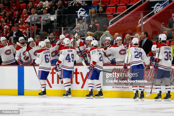 Montreal Canadiens forward Artturi Lehkonen, of Finland, , forward Logan Shaw , forward Alex Galchenyuk , defenseman Mike Reilly , and defenseman...