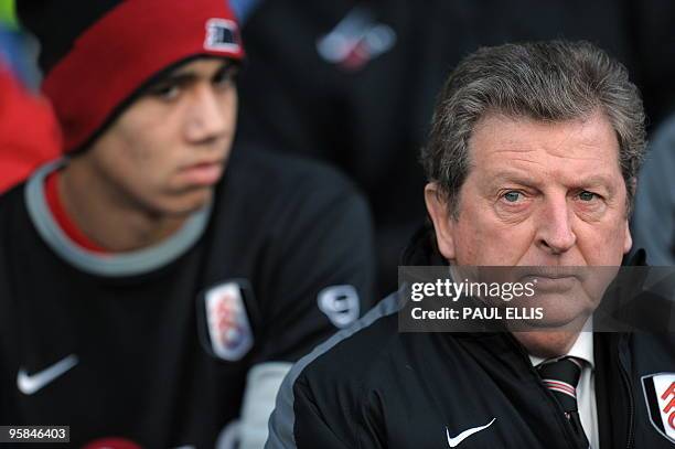 Fulham's Manager Roy Hodgson takes his seat before their English Premier League football match against Blackburn Rovers at Ewood Park in Blackburn,...