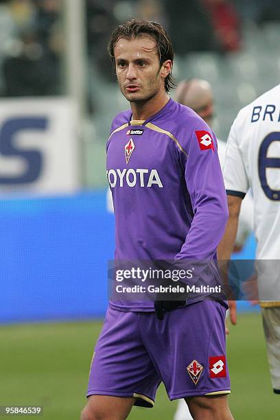 Alberto Gilardino of ACF Fiorentina shows his dejection during the Serie A match between Fiorentina and Bologna at Stadio Artemio Franchi on January...