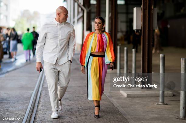 Couple Michael Klim and Desiree Deravi during Mercedes-Benz Fashion Week Resort 19 Collections at Carriageworks on May 14, 2018 in Sydney, Australia.