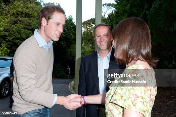 Prince William meets John Key, Prime Minister of New Zealand and his wife at a barbecue at Premiere House on the second day of his visit to New...