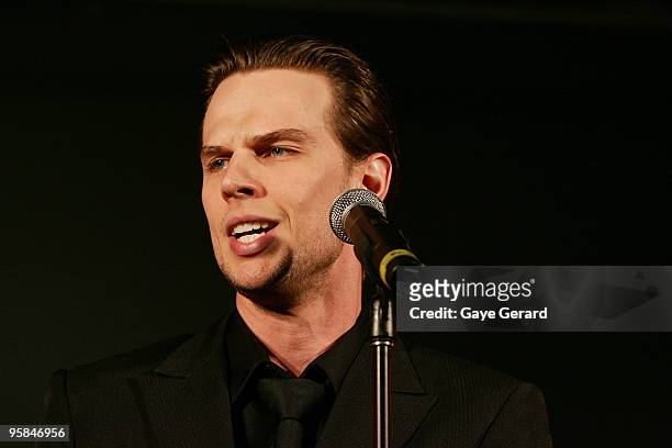 Nick Christo performs during the 2009 Sydney Theatre Awards, rewarding work from the 2009 calendar, at Club Swans on January 18, 2010 in Sydney,...