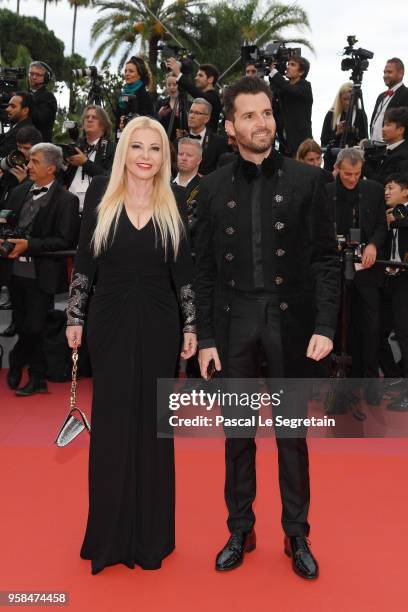 Monika Bacardi and Andrea Iervolino attend the screening of "BlacKkKlansman" during the 71st annual Cannes Film Festival at Palais des Festivals on...