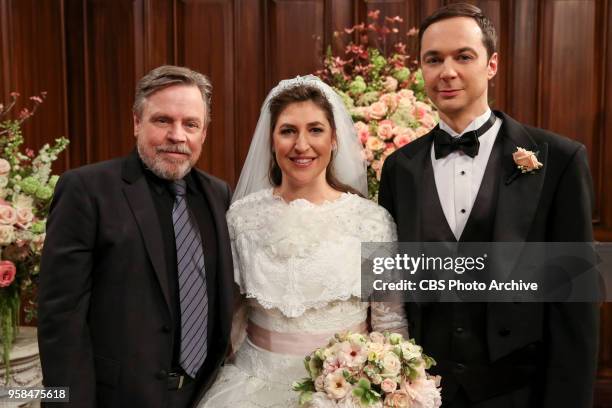 The Bow Tie Asymmetry" - Pictured Behind the Scenes: Mark Hamill , Amy Farrah Fowler and Sheldon Cooper . When Amy's parents and Sheldon's family...