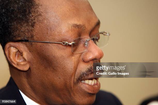 Former Haitian president, Jean Bertrand Aristide during a press conference at the Southern Sun hotel on January 15 2010 in Johannesburg, South...