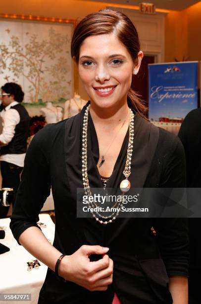 Actress Ashley Greene wearing a necklace from Vintagebling at the Oh Canada Gift Suite at Peninsula Hotel on January 15, 2010 in Beverly Hills,...