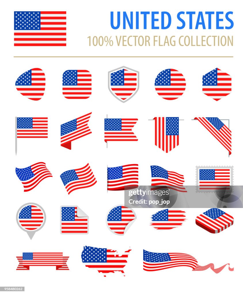 United States - Flag Icon Flat Vector Set