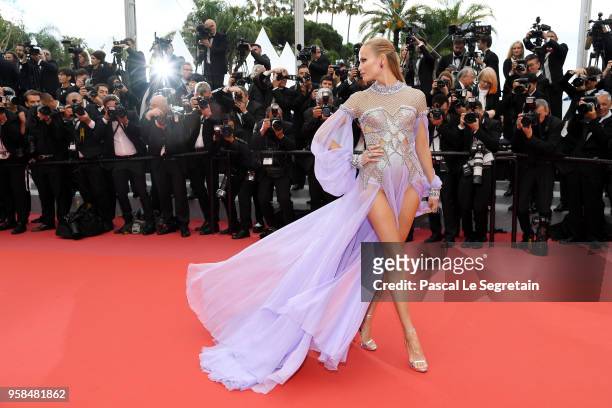 Natasha Poly attends the screening of "Blackkklansman" during the 71st annual Cannes Film Festival at Palais des Festivals on May 14, 2018 in Cannes,...