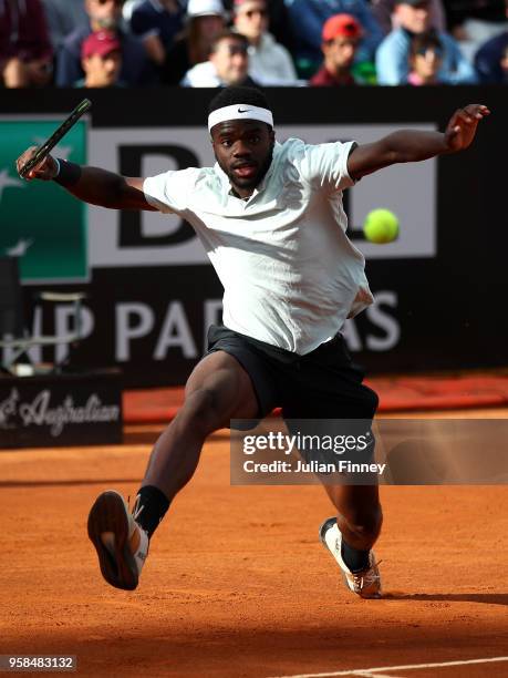 Frances Tiafoe of USA in action in his match against Matteo Berrettini of Italy during day two of the Internazionali BNL d'Italia 2018 tennis at Foro...