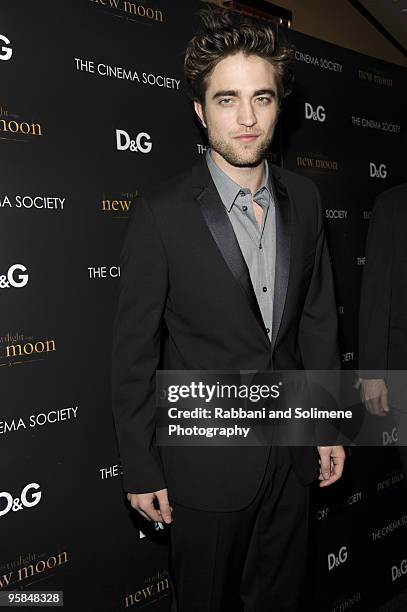 Robert Pattinson attends the Cinema Society & D&G screening of "The Twilight Saga: New Moon" at Landmark's Sunshine Cinema on November 19, 2009 in...