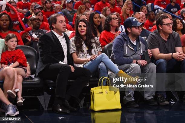 Joseph Lacob, owner of the Golden State Warriors looks on during Game Four of the Western Conference Semifinals of the 2018 NBA Playoffs against the...