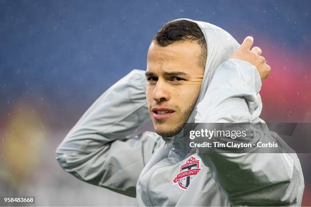 May 12: Sebastian Giovinco of Toronto FC during pre game warm up before the New England Revolution Vs Toronto FC regular season MLS game at Gillette...