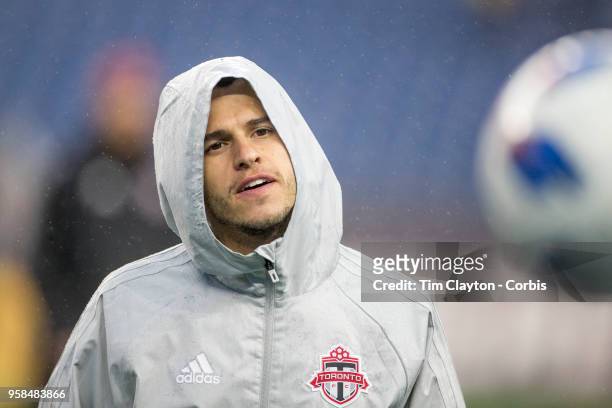 May 12: Sebastian Giovinco of Toronto FC during pre game warm up before the New England Revolution Vs Toronto FC regular season MLS game at Gillette...