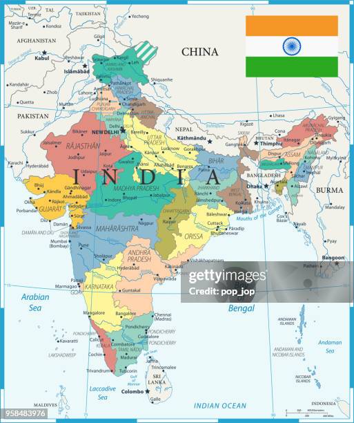 27 - india - color1 10 - surat thani province stock illustrations