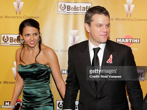 Matt Damon and Luciana Damon attend the The Weinstein Company Golden Globes After-Party at the Beverly Hilton Hotel on January 17, 2010 in Beverly...