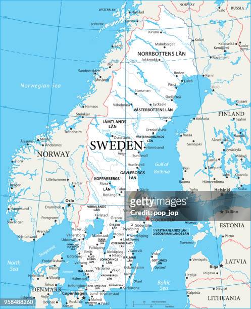 map of sweden - vector - västra götaland county stock illustrations
