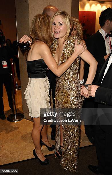 Actresses Ashley Jones and Anna Paquin depart the 67th annual Golden Globe Awards at the Beverly Hilton Hotel on January 17, 2010 in Los Angeles,...