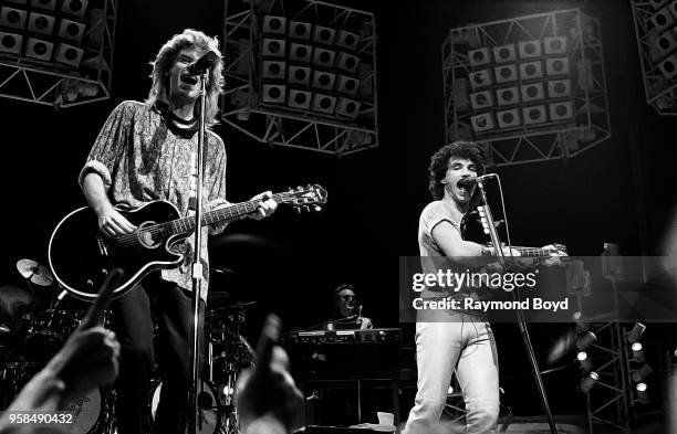 Daryl Hall and John Oates from Hall and Oates performs at the Peoria Civic Center in Peoria, Illinois in January 1985.