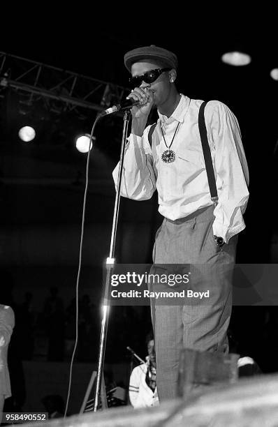 Rapper Slick Rick performs at the U.I.C. Pavilion in Chicago, Illinois in 1985.