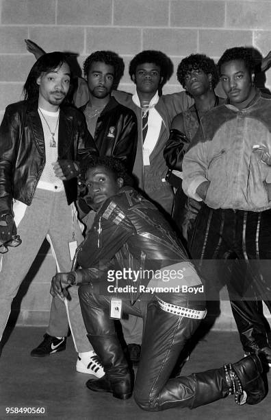Kidd Creole, Mr. Broadway, Larry Love, Lavon, Rahiem and Grandmaster Flash from Grandmaster Flash and The Furious Five poses for photos backstage at...