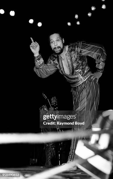 Musician Delbert Taylor, Jr. From Slave performs at the International Amphitheatre in Chicago, Illinois in January 1982.