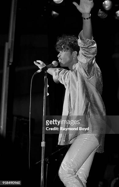 Singer Andre Cymone performs at the U.I.C. Pavilion in Chicago, Illinois in January 1985.