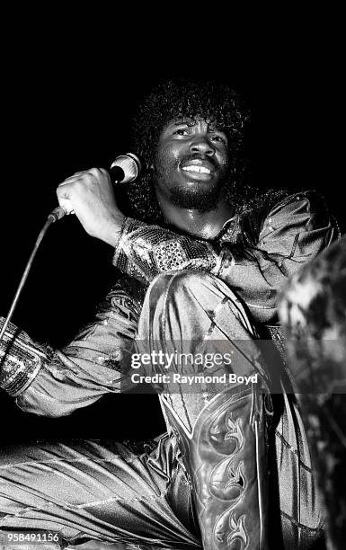 Singer Steve Arrington from Slave performs at the International Amphitheatre in Chicago, Illinois in January 1982.