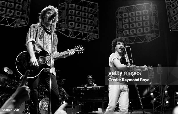 Daryl Hall and John Oates from Hall and Oates performs at the Peoria Civic Center in Peoria, Illinois in January 1985.