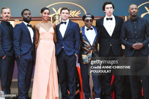 Finnish actor Jasper Paakkonen, US actor John David Washington, US actress Laura Harrier, US actor Topher Grace, US director Spike Lee, US actor Adam...