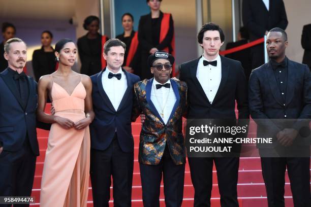 Finnish actor Jasper Paakkonen, US actress Laura Harrier, US actor Topher Grace, US director Spike Lee, US actor Adam Driver and US actor Corey...