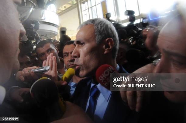 Turk Mehmet Ali Agca who attempted to kill pope John Paul II on May 13 speaks to the press on January 18, 2010 in Ankara after being freed from...