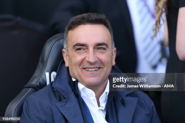 Swansea City manager Carlos Carvalhal during the Premier League match between Swansea City and Stoke City at Liberty Stadium on May 13, 2018 in...