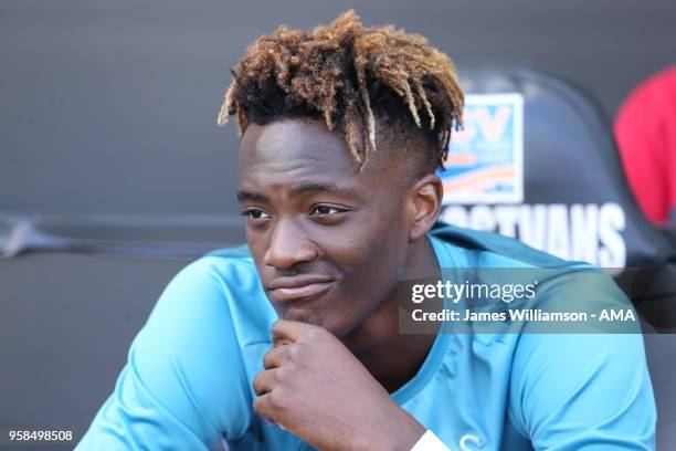 Tammy Abraham of Swansea City during the Premier League match between Swansea City and Stoke City at Liberty Stadium on May 13, 2018 in Swansea,...