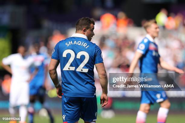 Xherdan Shaqiri of Stoke City during the Premier League match between Swansea City and Stoke City at Liberty Stadium on May 13, 2018 in Swansea,...