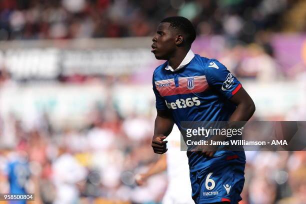 Kurt Zouma of Stoke City during the Premier League match between Swansea City and Stoke City at Liberty Stadium on May 13, 2018 in Swansea, Wales.