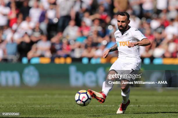 Leon Britton of Swansea City during the Premier League match between Swansea City and Stoke City at Liberty Stadium on May 13, 2018 in Swansea, Wales.