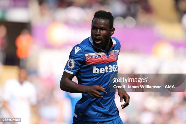 Mame Biram Diouf of Stoke City during the Premier League match between Swansea City and Stoke City at Liberty Stadium on May 13, 2018 in Swansea,...
