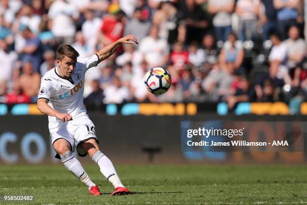 Tom Carroll of Swansea City during the Premier League match between Swansea City and Stoke City at Liberty Stadium on May 13, 2018 in Swansea, Wales.