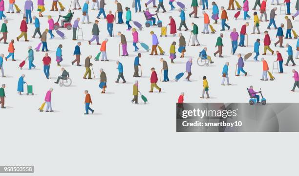 group of elderly or old age people - aging process stock illustrations