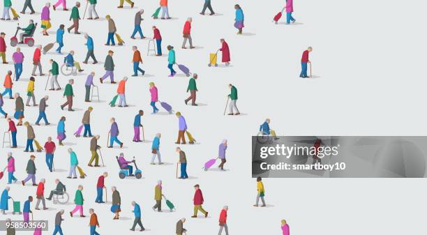 group of elderly or old age people - old people crowd stock illustrations