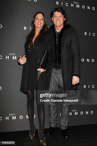 Antonella Mosetti and Aldo Montano attend the John Richmond Milan Fashion Week Autumn/Winter 2010 show on January 18, 2010 in Milan, Italy.