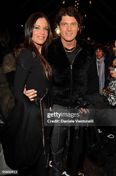 Antonella Mosetti and Aldo Montano attend the John Richmond Milan Fashion Week Autumn/Winter 2010 show on January 18, 2010 in Milan, Italy.