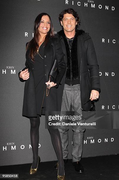 Antonella Mosetti and Aldo Montano attend the John Richmond Milan Fashion Week Autumn/Winter 2010 show on January 18, 2010 in Milan, Italy.