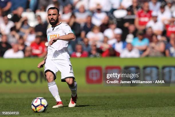 Leon Britton of Swansea City during the Premier League match between Swansea City and Stoke City at Liberty Stadium on May 13, 2018 in Swansea, Wales.