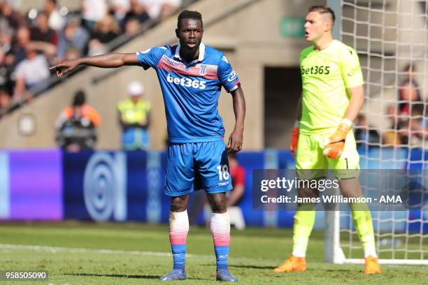 Mame Biram Diouf of Stoke City during the Premier League match between Swansea City and Stoke City at Liberty Stadium on May 13, 2018 in Swansea,...